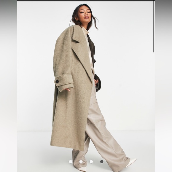 ASOS Color block tan and brown women’s coat size 12 - Picture 2 of 4